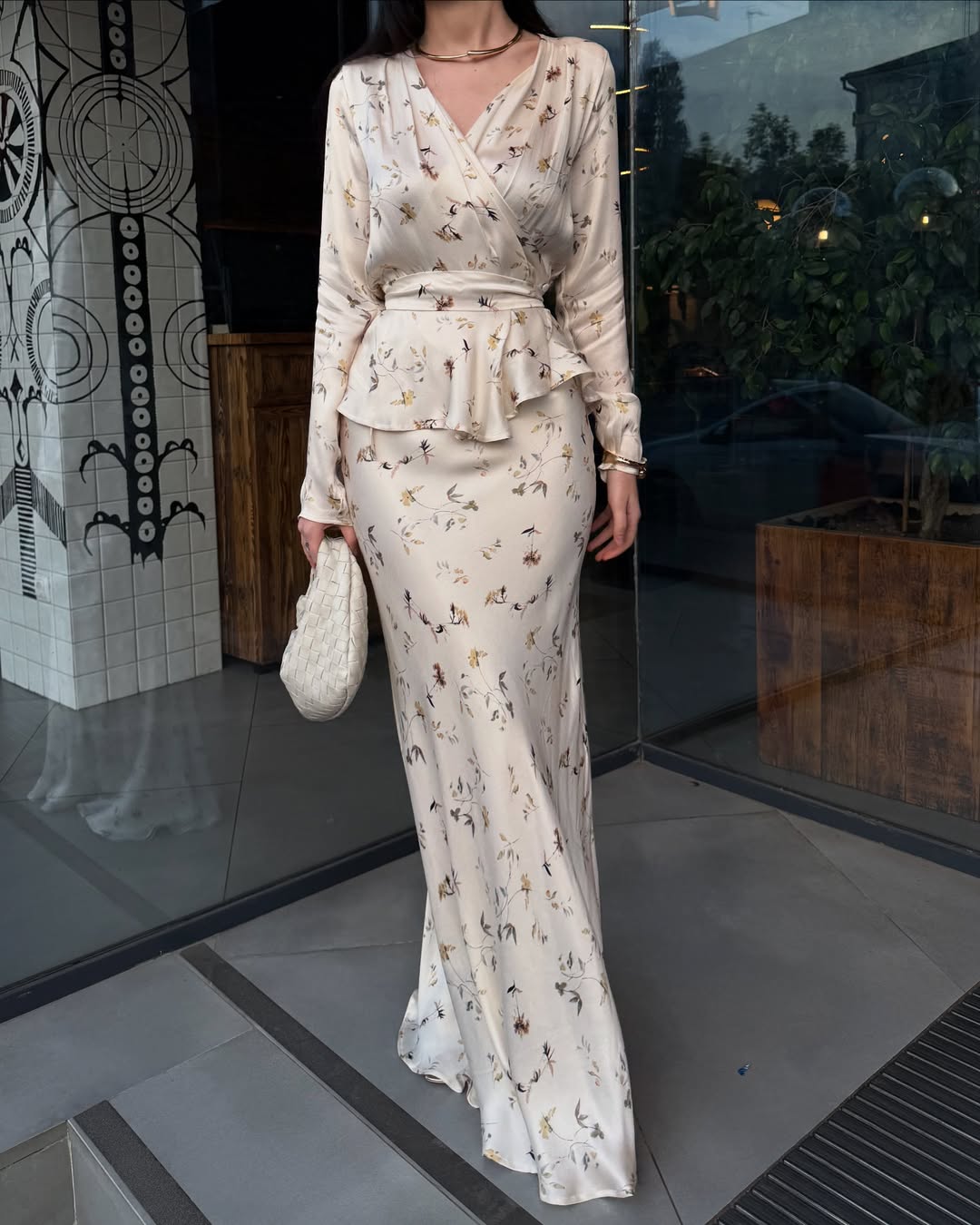 White Silk Stain Floral Printed Top+Long Skirt 2-Pcs Set-LL250527BSYH