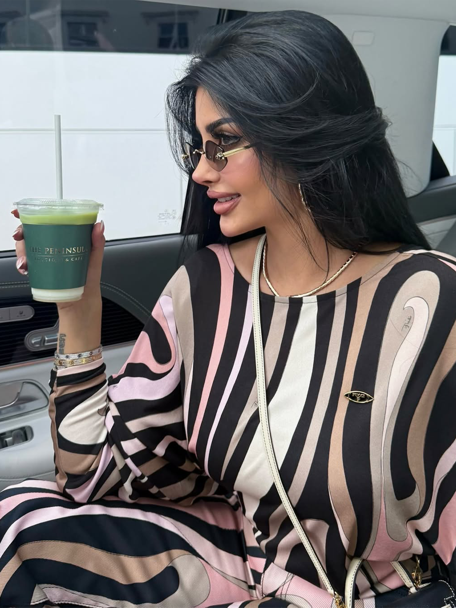 Striped Printed Top+Casual Pants 2-Pcs Set-YL250618YHTZ